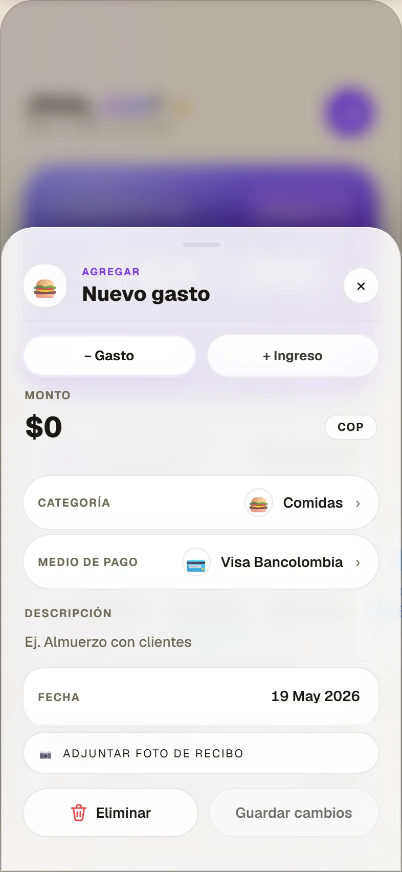 Registro manual en FinWise