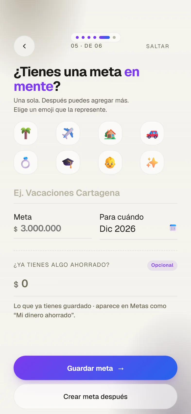Meta de ahorro